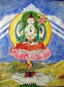 Chenresig, Buddha of Compassion over Potala Palace